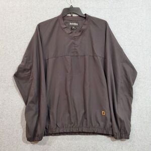 FootJoy Men's V-Neck Pullover Windbreaker XL Black Golf Jacket Embroidered Logo‎
